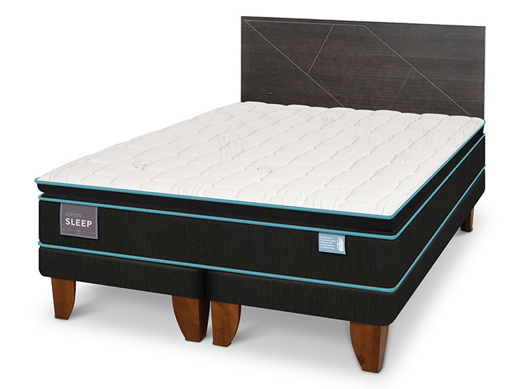 CAMA EUROPEA CIC GREEN INFINITY BD 2 PLAZAS + RESPALDO VILLARRICA GRIS - 2