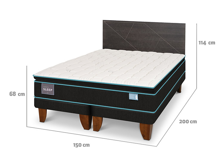 CAMA EUROPEA CIC GREEN INFINITY BD 2 PLAZAS + RESPALDO VILLARRICA GRIS - 3