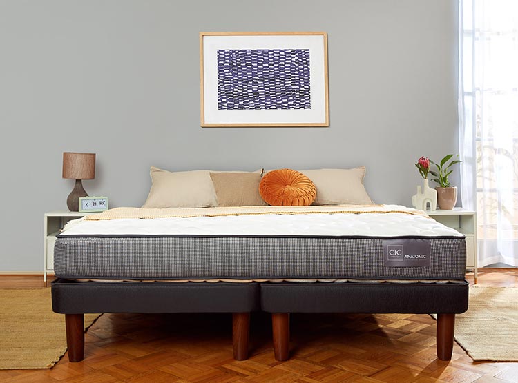 CAMA EUROPEA CIC GREEN INFINITY BD 2 PLAZAS + RESPALDO VILLARRICA GRIS - 8
