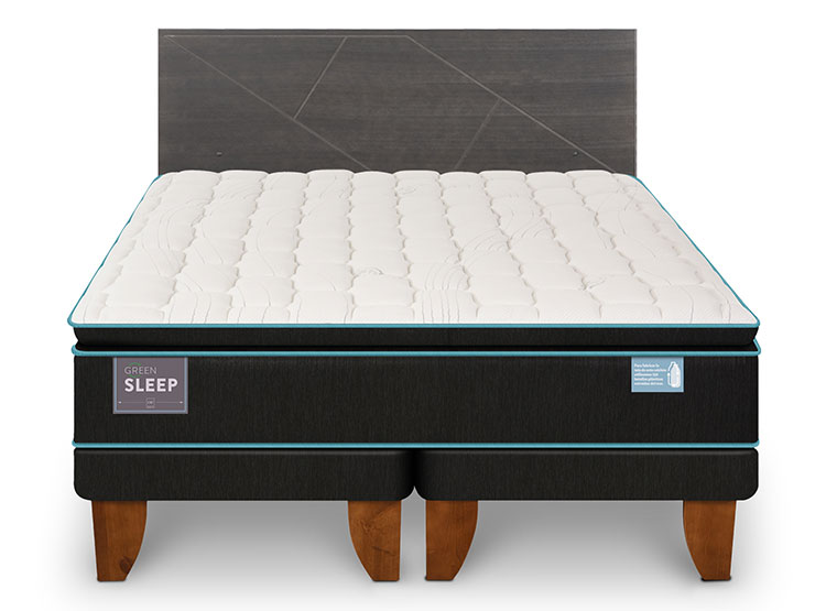 CAMA EUROPEA CIC GREEN INFINITY BD 2 PLAZAS + RESPALDO VILLARRICA GRIS - 1