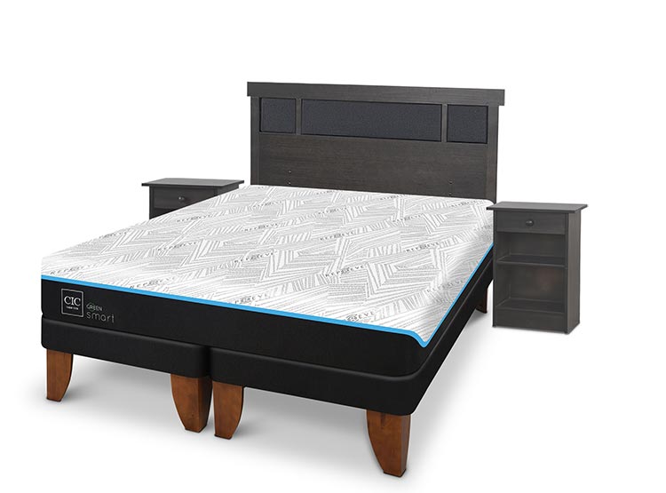 JUEGO DE DORMITORIO CIC CAMA EUROPEA DUBLIN GREEN INFINITY BD 2 PLAZAS + SET GRIS - 2