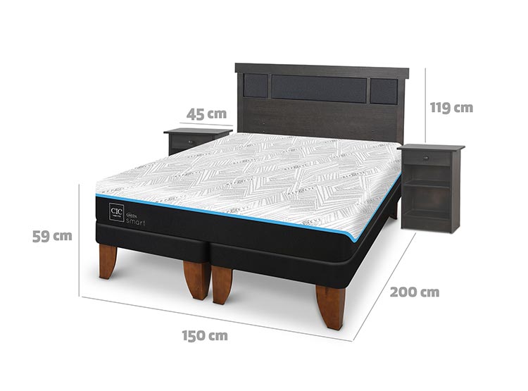 JUEGO DE DORMITORIO CIC CAMA EUROPEA DUBLIN GREEN INFINITY BD 2 PLAZAS + SET GRIS - 3