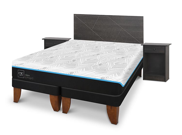 JUEGO DE DORMITORIO CIC CAMA EUROPEA VILLARRICA GREEN INFINITY BD 2 PLAZAS + SET GRIS - 2
