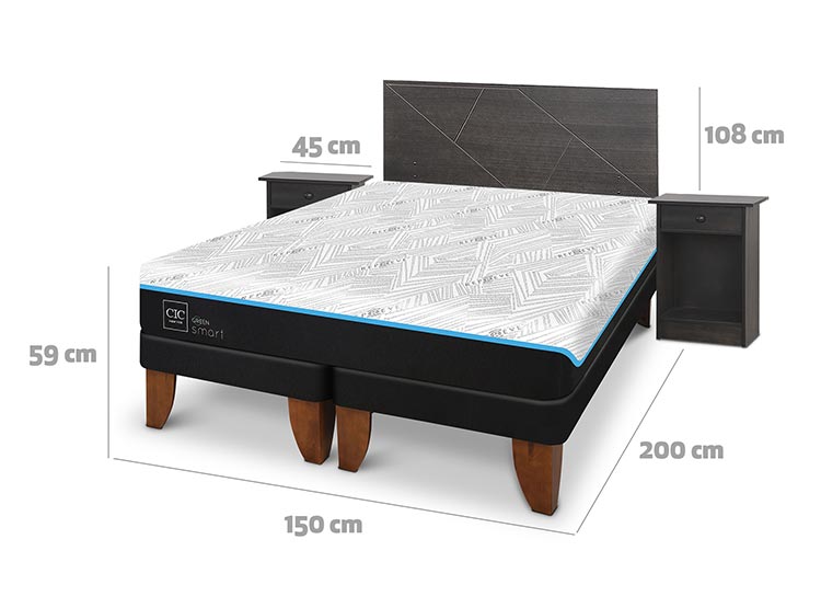 JUEGO DE DORMITORIO CIC CAMA EUROPEA VILLARRICA GREEN INFINITY BD 2 PLAZAS + SET GRIS - 3