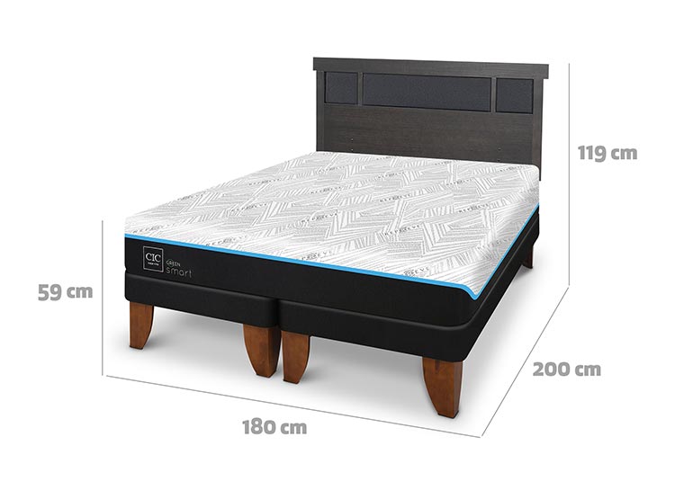 JUEGO DE DORMITORIO CIC CAMA EUROPEA DUBLIN GREEN INFINITY BD KING + RESPALDO GRIS - 3
