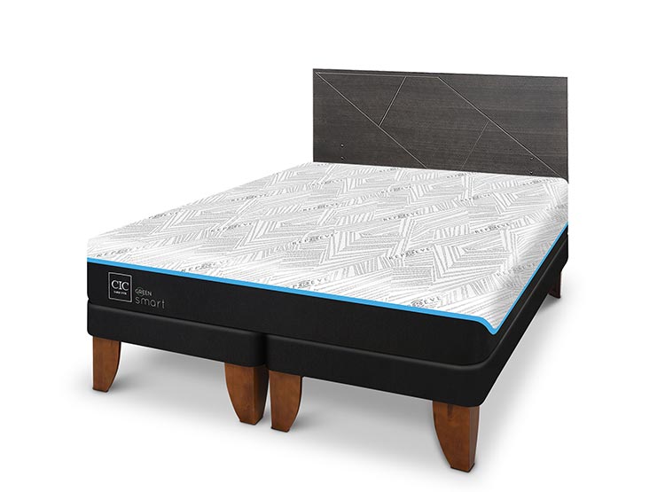 JUEGO DE DORMITORIO CIC CAMA EUROPEA VILLARRICA GREEN INFINITY BD KING + RESPALDO GRIS - 2