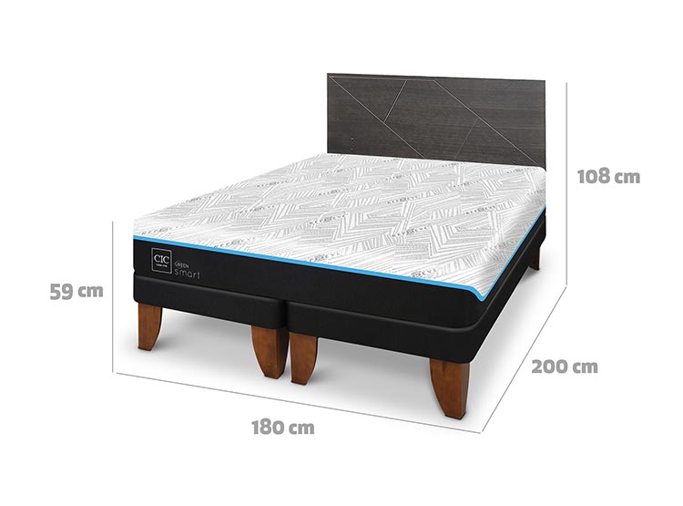 JUEGO DE DORMITORIO CIC CAMA EUROPEA VILLARRICA GREEN INFINITY BD KING + RESPALDO GRIS - 3