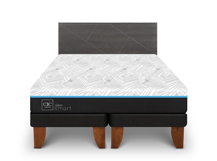 JUEGO DE DORMITORIO CIC CAMA EUROPEA VILLARRICA GREEN INFINITY BD KING + RESPALDO GRIS - 1