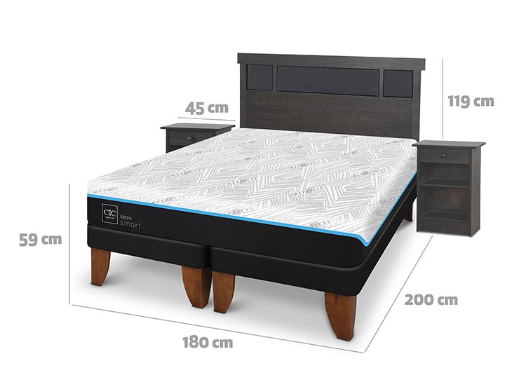 JUEGO DE DORMITORIO CIC CAMA EUROPEA DUBLIN GREEN INFINITY BD KING + SET GRIS - 3