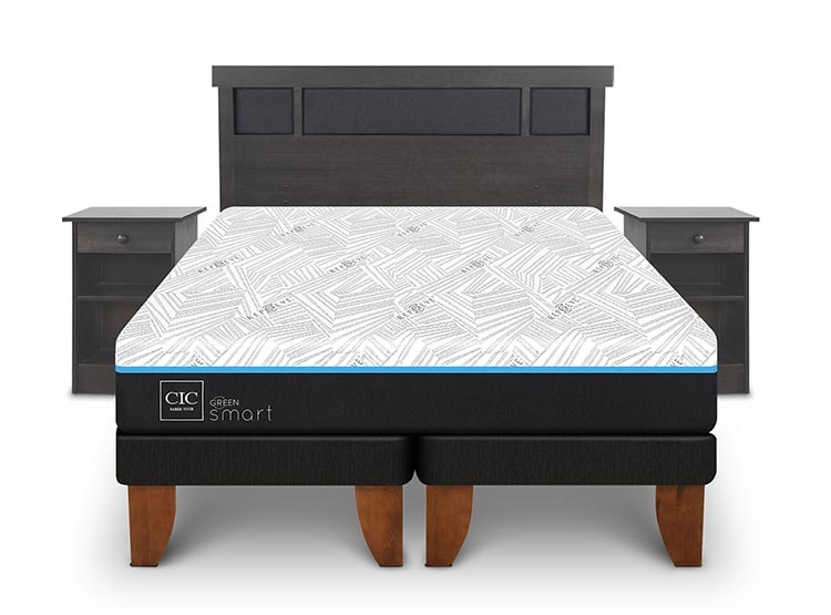 JUEGO DE DORMITORIO CIC CAMA EUROPEA DUBLIN GREEN INFINITY BD KING + SET GRIS - 1