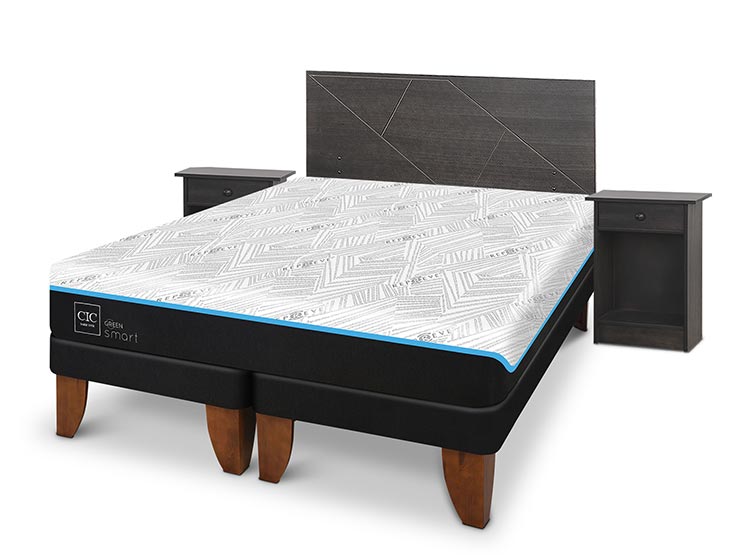 JUEGO DE DORMITORIO CIC CAMA EUROPEA VILLARRICA GREEN INFINITY BD KING + SET GRIS - 2
