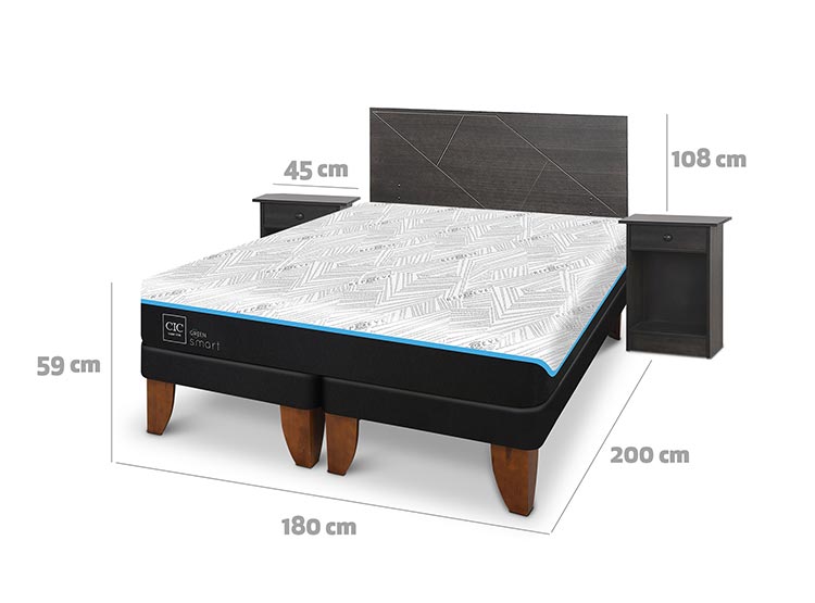 JUEGO DE DORMITORIO CIC CAMA EUROPEA VILLARRICA GREEN INFINITY BD KING + SET GRIS - 3