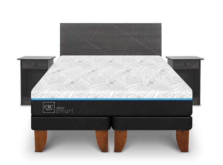 JUEGO DE DORMITORIO CIC CAMA EUROPEA VILLARRICA GREEN INFINITY BD KING + SET GRIS - 1