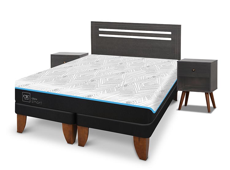 JUEGO DE DORMITORIO CIC CAMA EUROPEA MUNICH GREEN INFINITY BD 2 PLAZAS + SET GRIS - 2