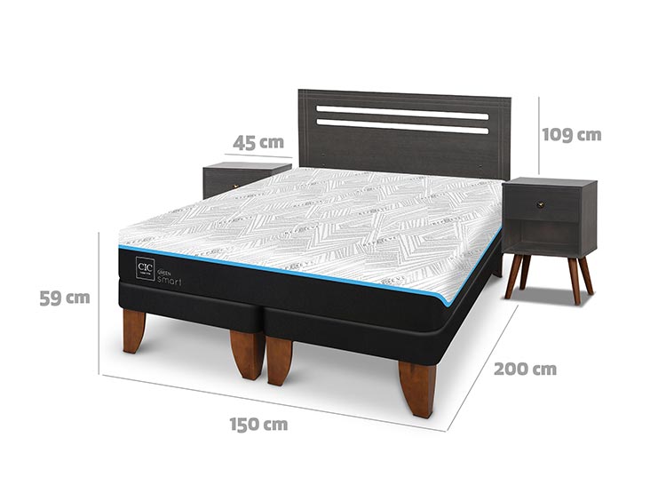 JUEGO DE DORMITORIO CIC CAMA EUROPEA MUNICH GREEN INFINITY BD 2 PLAZAS + SET GRIS - 3