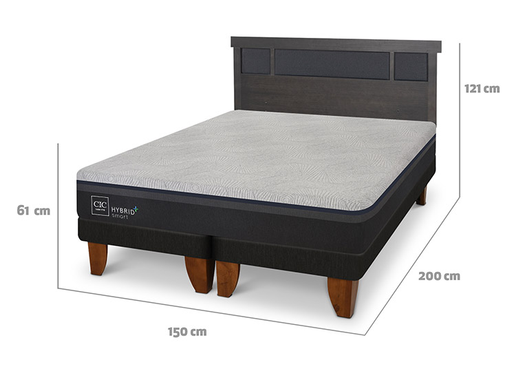 JUEGO DE DORMITORIO CIC CAMA EUROPEA HYBRID PLUS INFINITY BD 2 PLAZAS + RESPALDO DUBLIN GRIS - 3