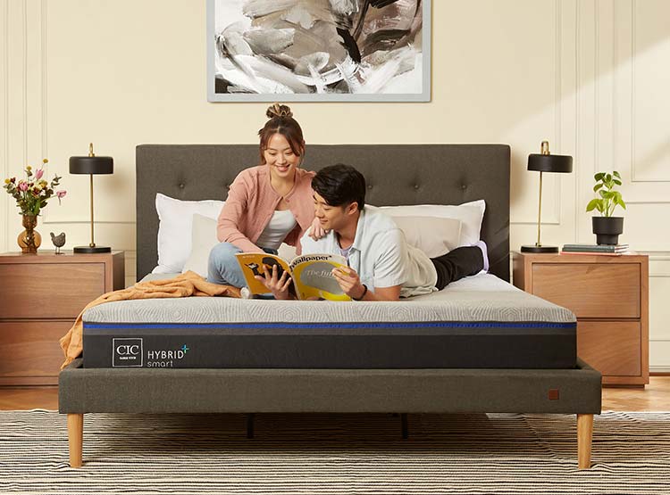 JUEGO DE DORMITORIO CIC CAMA EUROPEA HYBRID PLUS INFINITY BD 2 PLAZAS + RESPALDO DUBLIN GRIS - 7