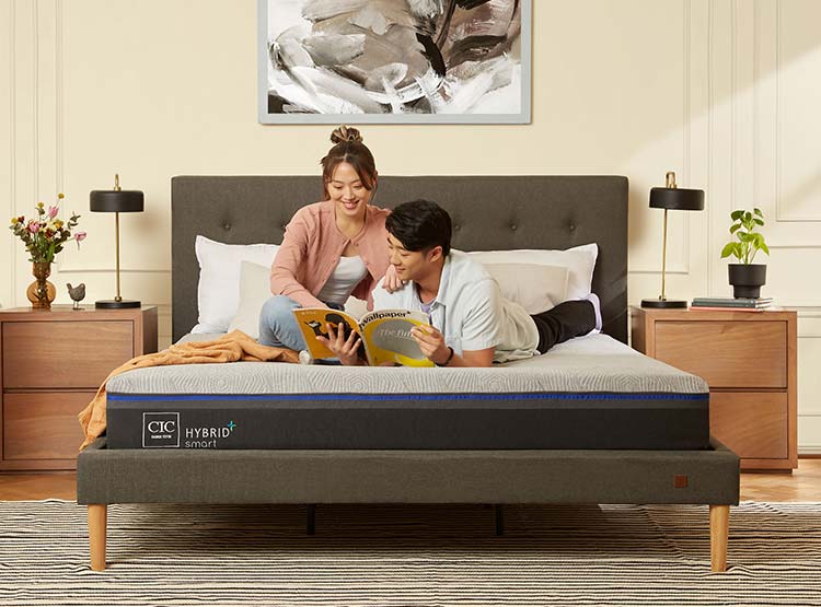 JUEGO DE DORMITORIO CIC CAMA EUROPEA HYBRID PLUS INFINITY BD 2 PLAZAS + RESPALDO MUNICH GRIS - 7