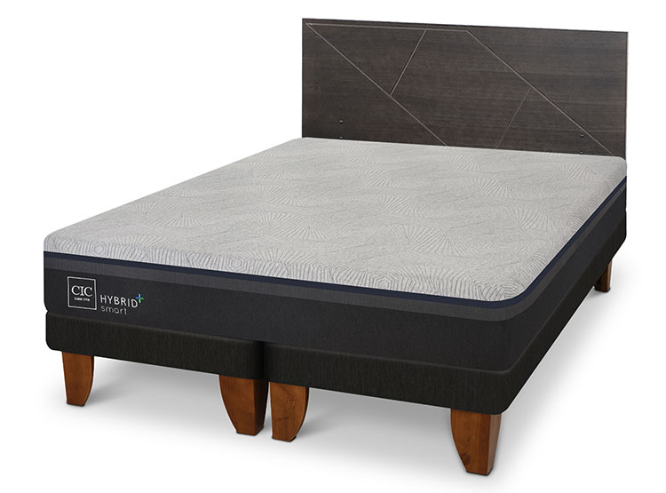 JUEGO DE DORMITORIO CIC CAMA EUROPEA HYBRID PLUS INFINITY BD 2 PLAZAS + RESPALDO VILLARRICA GRIS - 2