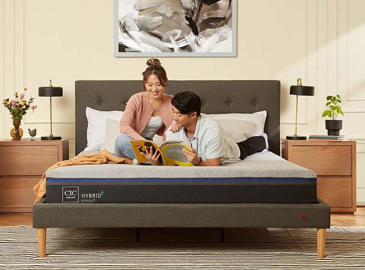 JUEGO DE DORMITORIO CIC CAMA EUROPEA HYBRID PLUS INFINITY BD 2 PLAZAS + RESPALDO VILLARRICA GRIS - 7