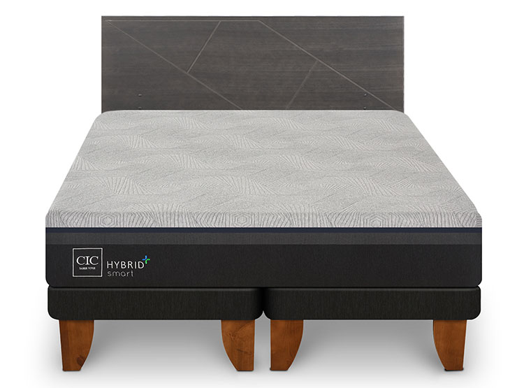 JUEGO DE DORMITORIO CIC CAMA EUROPEA HYBRID PLUS INFINITY BD 2 PLAZAS + RESPALDO VILLARRICA GRIS - 1