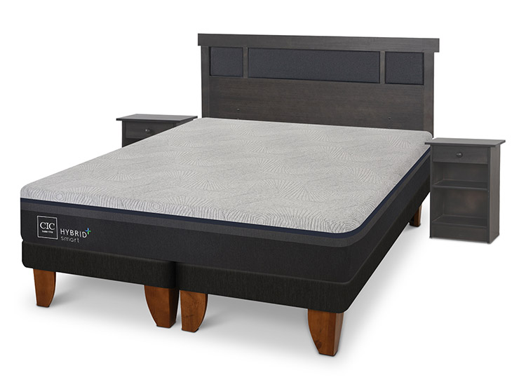 JUEGO DE DORMITORIO CIC CAMA EUROPEA HYBRID PLUS INFINITY BD 2 PLAZAS + SET DUBLIN GRIS - 2
