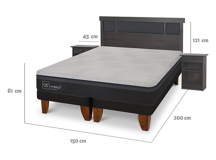 JUEGO DE DORMITORIO CIC CAMA EUROPEA HYBRID PLUS INFINITY BD 2 PLAZAS + SET DUBLIN GRIS - 3