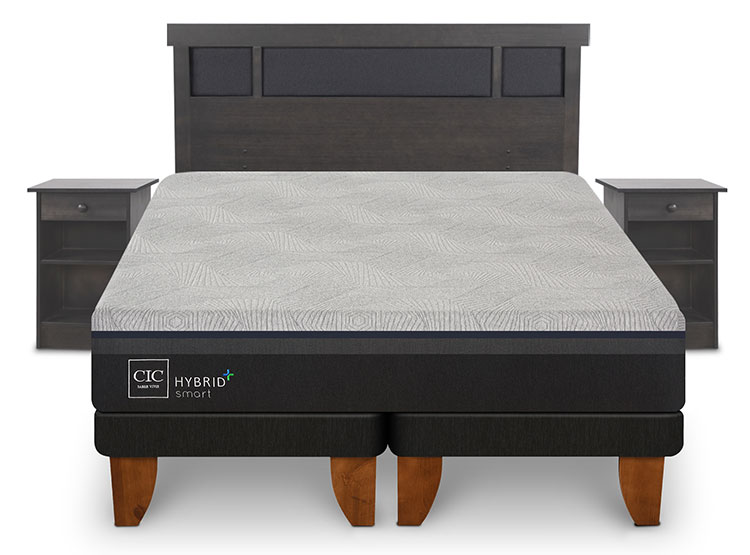 JUEGO DE DORMITORIO CIC CAMA EUROPEA HYBRID PLUS INFINITY BD 2 PLAZAS + SET DUBLIN GRIS - 1