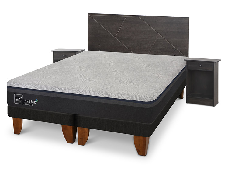 JUEGO DE DORMITORIO CIC CAMA EUROPEA HYBRID PLUS INFINITY BD 2 PLAZAS + SET VILLARRICA GRIS - 2