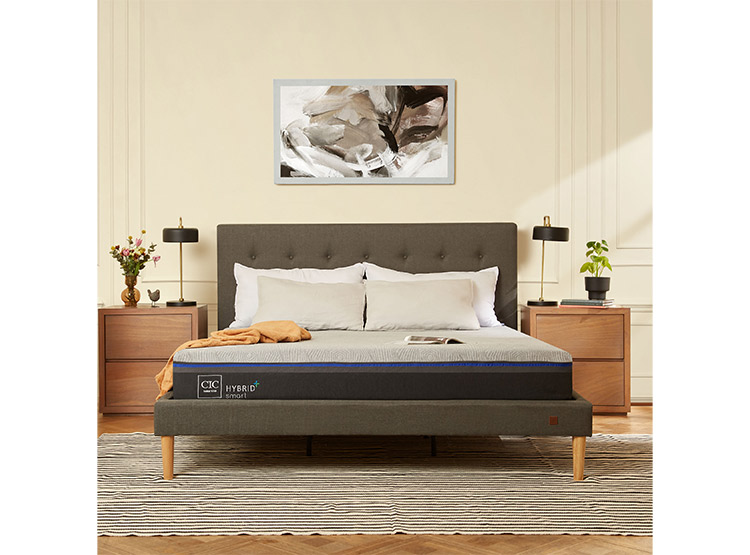 JUEGO DE DORMITORIO CIC CAMA EUROPEA DUBLIN HYBRID PLUS INFINITY KING + RESPALDO GRIS - 8