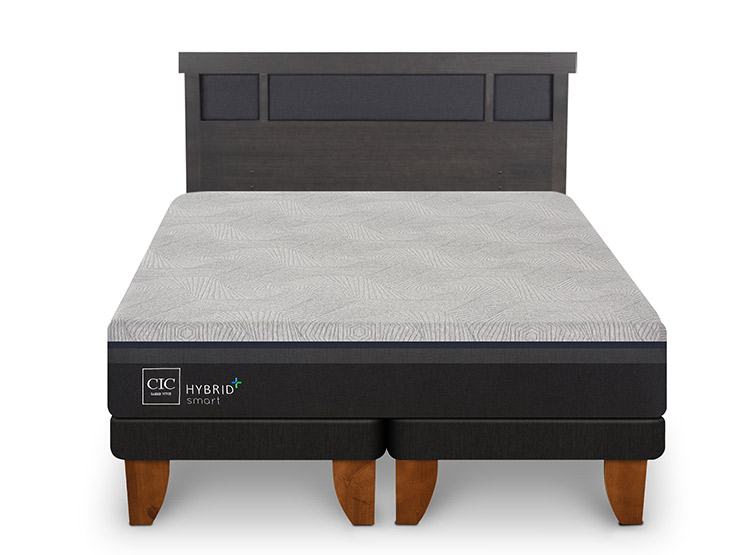 JUEGO DE DORMITORIO CIC CAMA EUROPEA DUBLIN HYBRID PLUS INFINITY KING + RESPALDO GRIS - 1