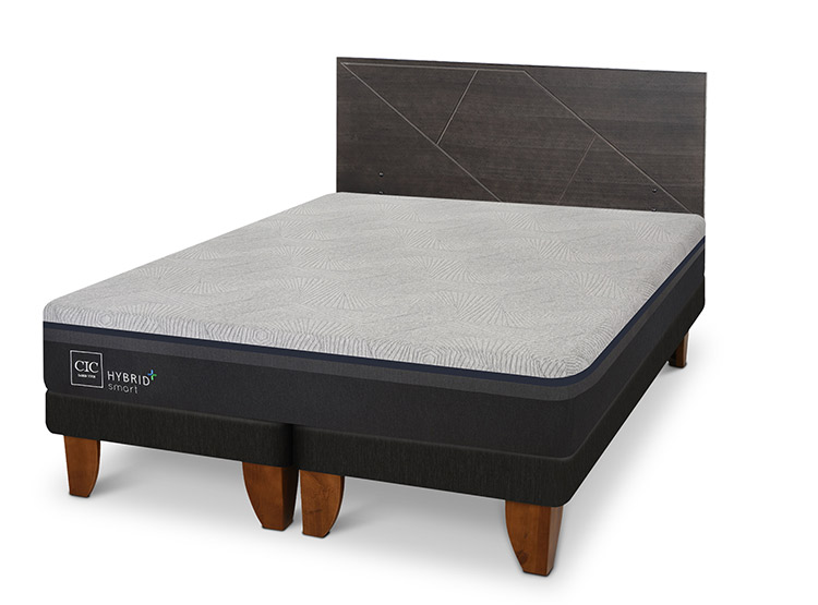 JUEGO DE DORMITORIO CIC CAMA EUROPEA VILLARRICA HYBRID PLUS INFINITY KING + RESPALDO GRIS - 2