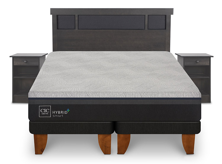JUEGO DE DORMITORIO CIC CAMA EUROPEA DUBLIN HYBRID PLUS INFINITY KING + SET GRIS - 1