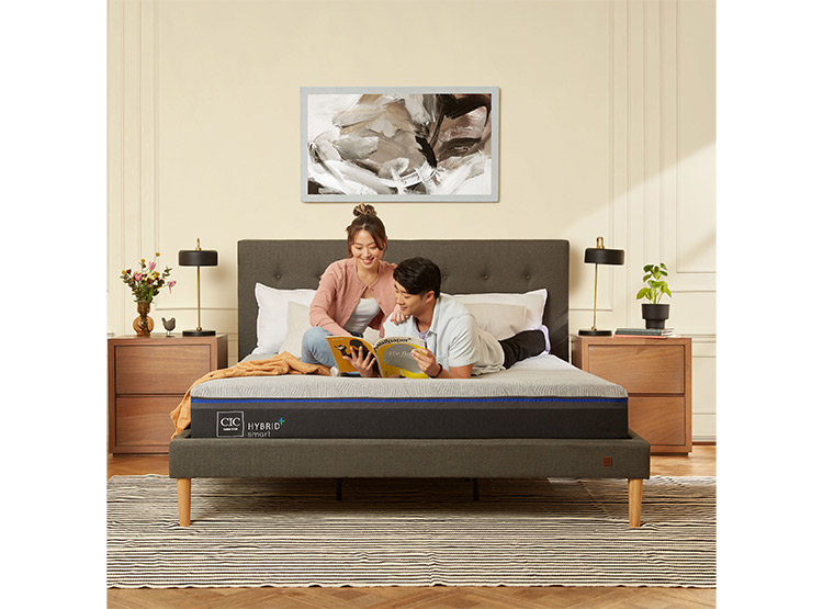 JUEGO DE DORMITORIO CIC CAMA EUROPEA VILLARRICA HYBRID PLUS INFINITY KING + SET GRIS - 7