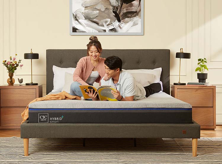 JUEGO DE DORMITORIO CIC CAMA EUROPEA HYBRID PLUS INFINITY BD 2 PLAZAS + SET MUNICH GRIS - 7