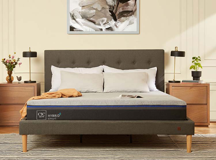 JUEGO DE DORMITORIO CIC CAMA EUROPEA HYBRID PLUS INFINITY BD 2 PLAZAS + SET MUNICH GRIS - 8