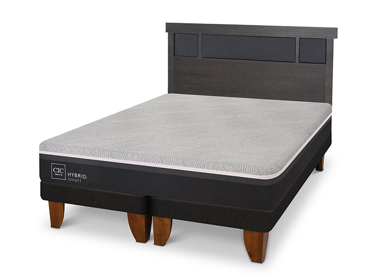 JUEGO DE DORMITORIO CIC CAMA EUROPEA DUBLIN HYBRID INFINITY 2 PLAZAS + RESPALDO GRIS - 2