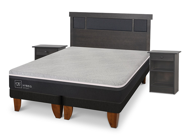 JUEGO DE DORMITORIO CIC CAMA EUROPEA DUBLIN HYBRID INFINITY 2 PLAZAS + SET GRIS - 2