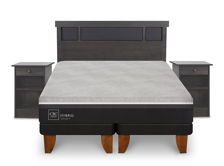JUEGO DE DORMITORIO CIC CAMA EUROPEA DUBLIN HYBRID INFINITY 2 PLAZAS + SET GRIS - 1