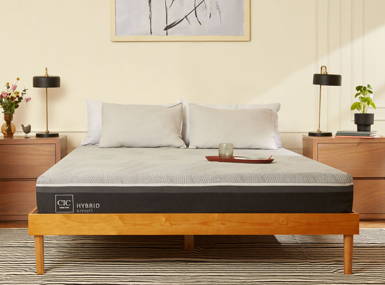 JUEGO DE DORMITORIO CIC CAMA EUROPEA VILLARRICA HYBRID INFINITY 2 PLAZAS + SET GRIS - 8