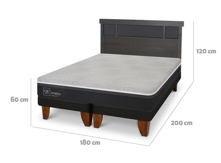 JUEGO DE DORMITORIO CIC CAMA EUROPEA DUBLIN HYBRID INFINITY KING + RESPALDO GRIS - 3