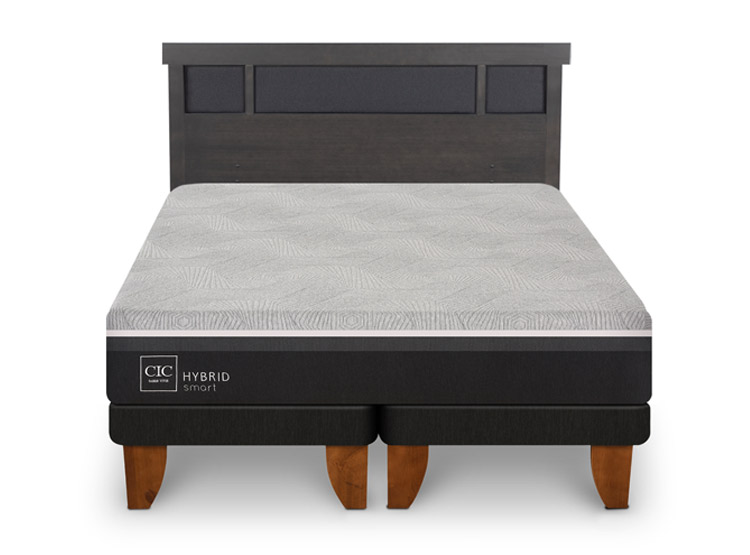 JUEGO DE DORMITORIO CIC CAMA EUROPEA DUBLIN HYBRID INFINITY KING + RESPALDO GRIS - 1