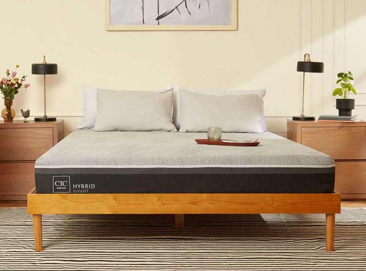 JUEGO DE DORMITORIO CIC CAMA EUROPEA VILLARRICA HYBRID INFINITY KING + RESPALDO GRIS - 8