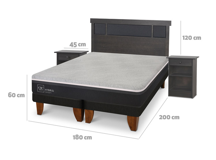 JUEGO DE DORMITORIO CIC CAMA EUROPEA DUBLIN HYBRID INFINITY KING + SET GRIS - 3