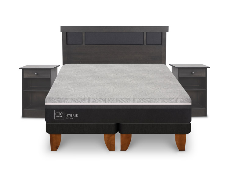 JUEGO DE DORMITORIO CIC CAMA EUROPEA DUBLIN HYBRID INFINITY KING + SET GRIS - 1