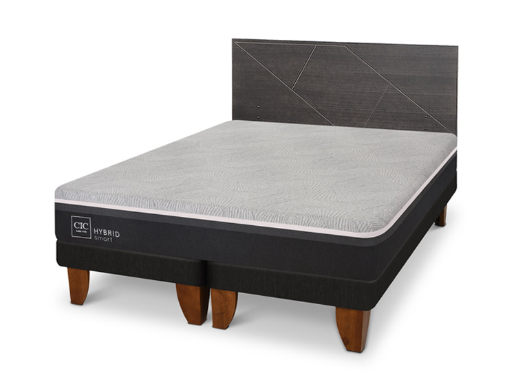 JUEGO DE DORMITORIO CIC CAMA EUROPEA VILLARRICA HYBRID INFINITY KING + SET GRIS - 2