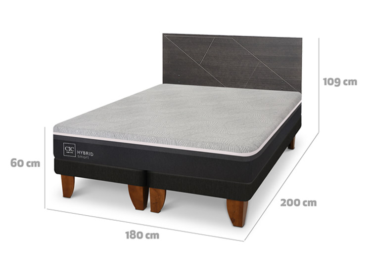 JUEGO DE DORMITORIO CIC CAMA EUROPEA VILLARRICA HYBRID INFINITY KING + SET GRIS - 3