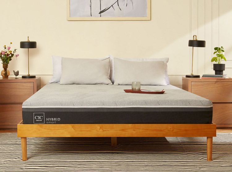 JUEGO DE DORMITORIO CIC CAMA EUROPEA MUNICH HYBRID INFINITY 2 PLAZAS + SET GRIS - 8