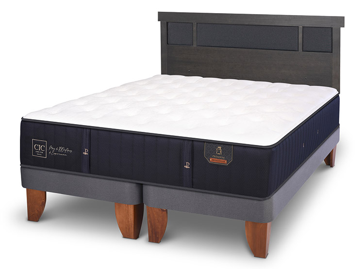 JUEGO DE DORMITORIO CIC CAMA EUROPEA PREMIUM BD 2 PLAZAS + RESPALDO DUBLIN GRIS - 2