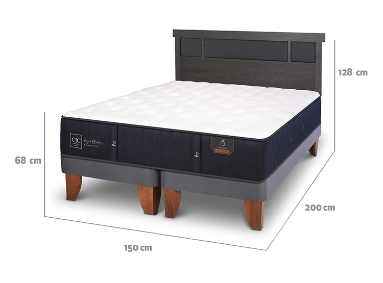 JUEGO DE DORMITORIO CIC CAMA EUROPEA PREMIUM BD 2 PLAZAS + RESPALDO DUBLIN GRIS - 3